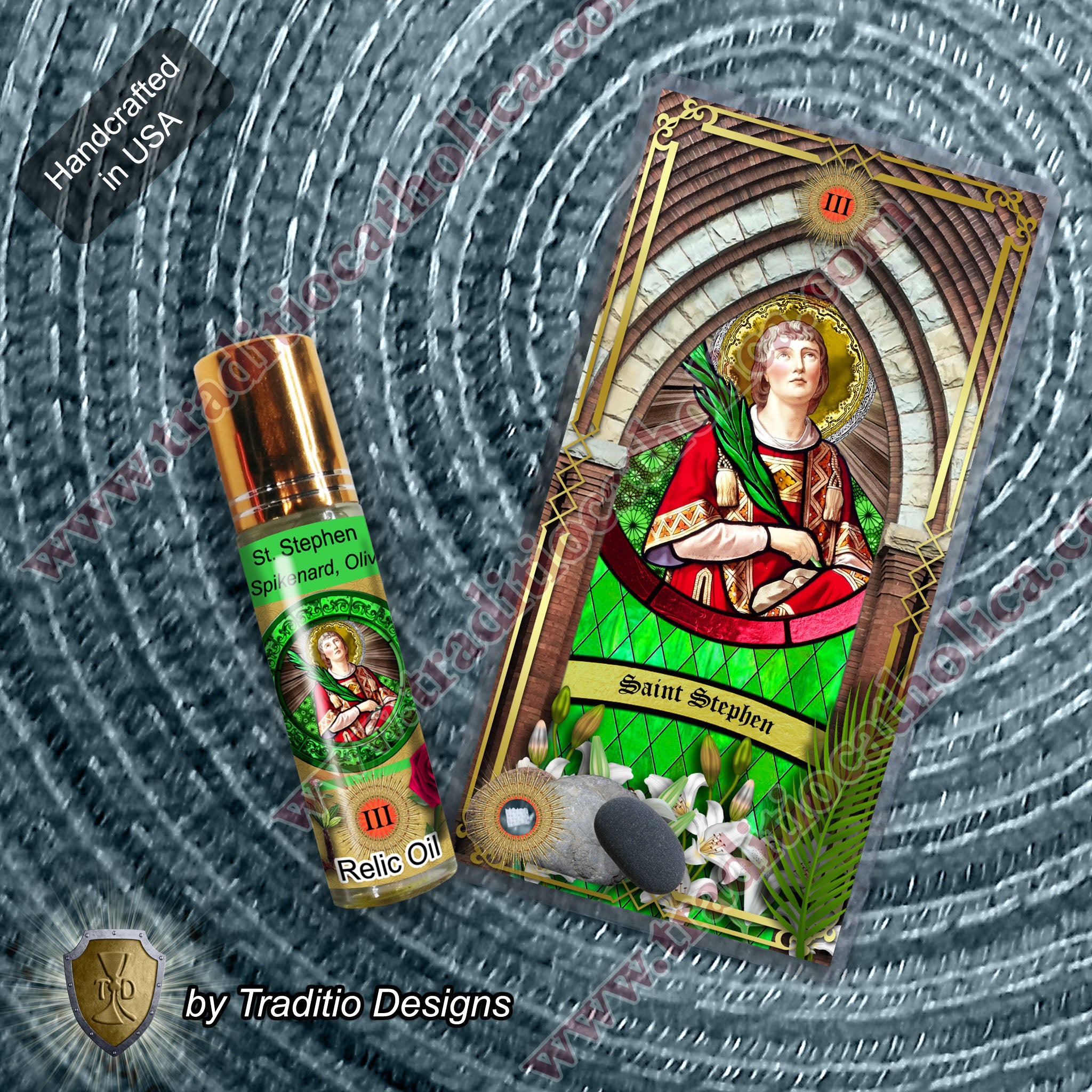 St. Stephen Relic Anointing Oil | Headaches, Bone Fractures & Epilepsy | Oil or Card Set