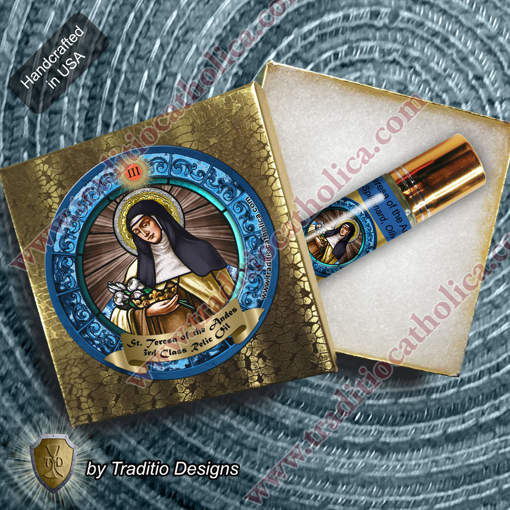 St. Teresa of the Andes Relic Anointing Oil | High Fever, Pulmonary Problems & Anger Issues | Oil or Card Set