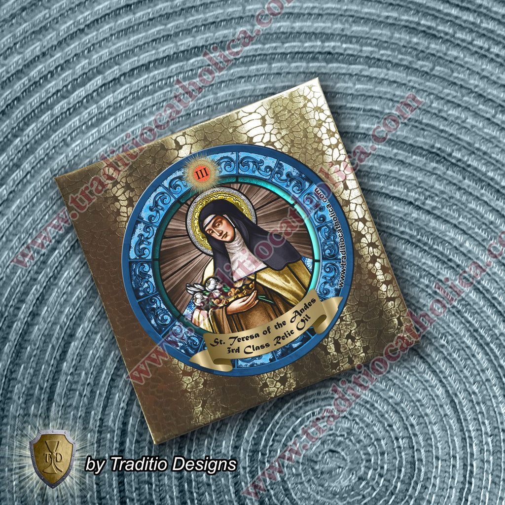 St. Teresa of the Andes Relic Anointing Oil | High Fever, Pulmonary Problems & Anger Issues | Oil or Card Set
