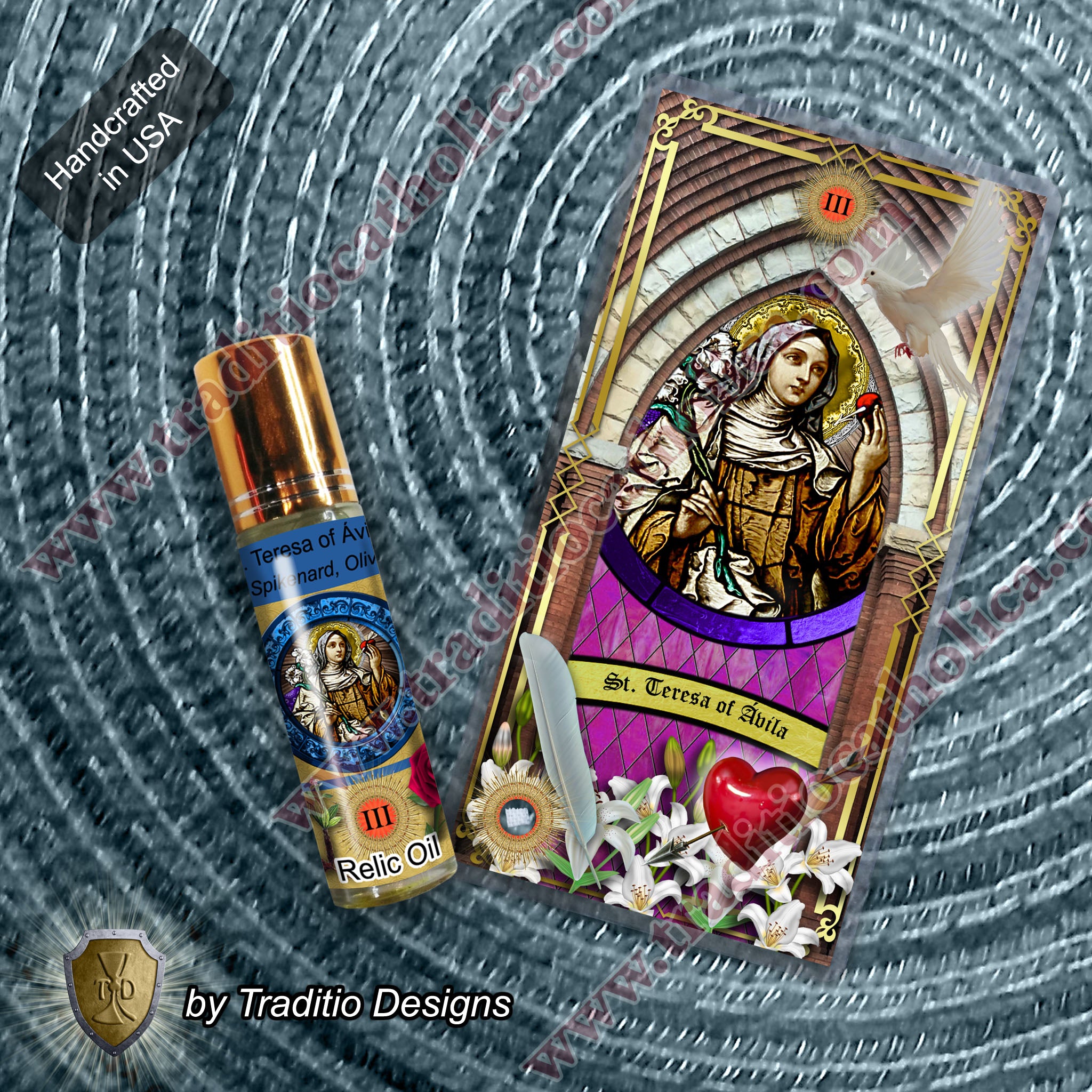 St. Teresa of Ávila Relic Anointing Oil | Headaches, Cardiac Conditions & Digestive Ailments | Oil or Card Set