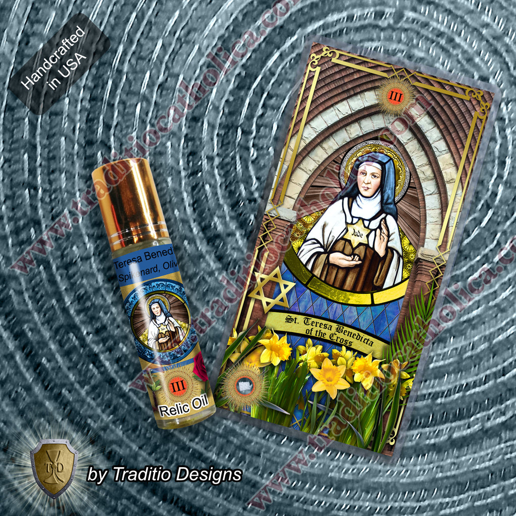 St. Teresa Benedicta of the Cross Relic Anointing Oil | Psychological Trauma & Intellectual Clarity | Oil or Card Set