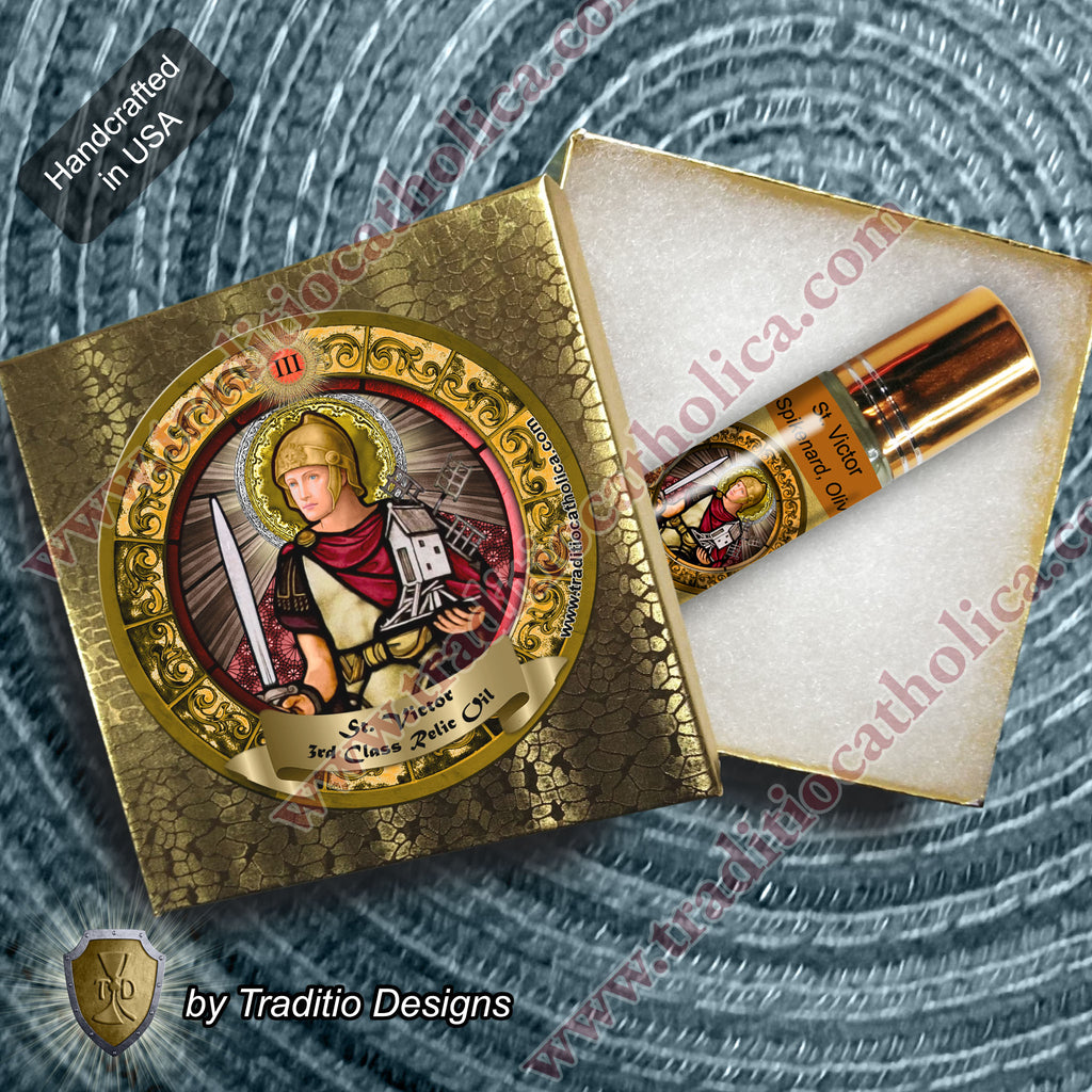 St. Victor of Marseilles Relic Anointing Oil | Sick Children, Foot & Ankle Injury & Bone Trauma | Oil or Card Set