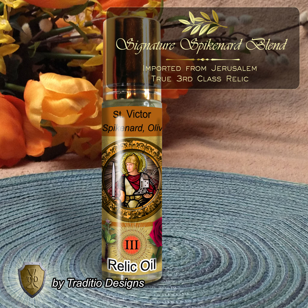 St. Victor of Marseilles Relic Anointing Oil | Sick Children, Foot & Ankle Injury & Bone Trauma | Oil or Card Set