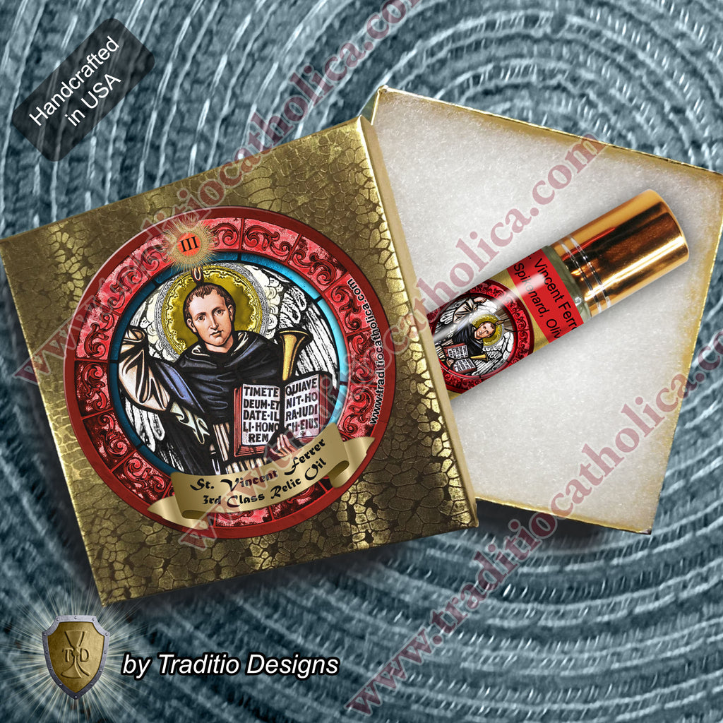 St. Vincent Ferrer Relic Anointing Oil | Contagious Disease, Safe Childbirth & Sight Restoration | Oil or Card Set