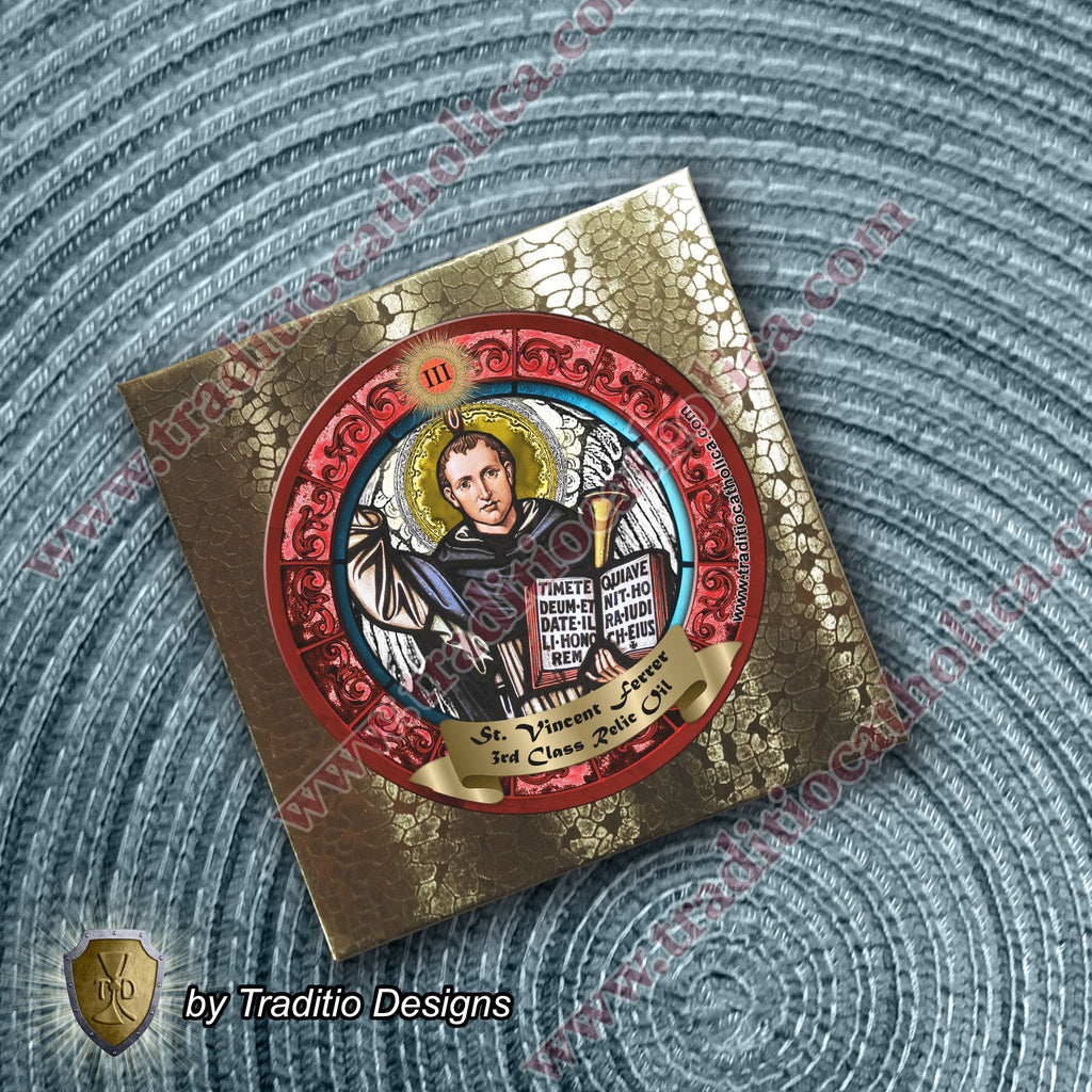 St. Vincent Ferrer Relic Anointing Oil | Contagious Disease, Safe Childbirth & Sight Restoration | Oil or Card Set