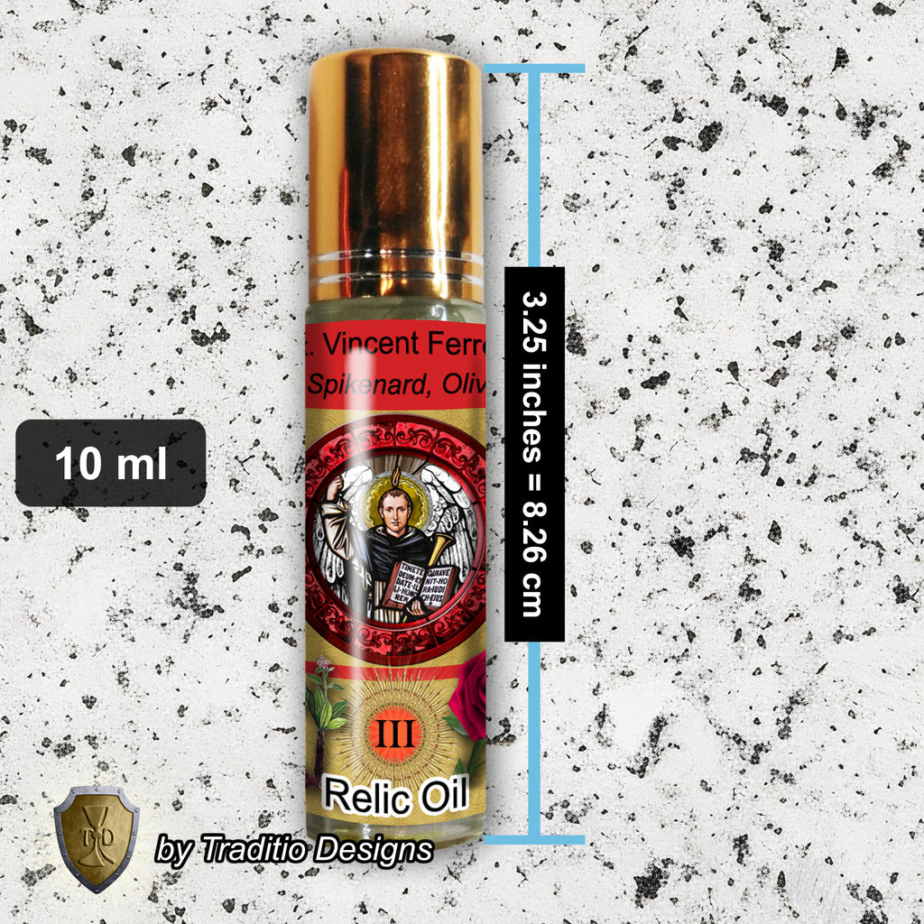 St. Vincent Ferrer Relic Anointing Oil | Contagious Disease, Safe Childbirth & Sight Restoration | Oil or Card Set