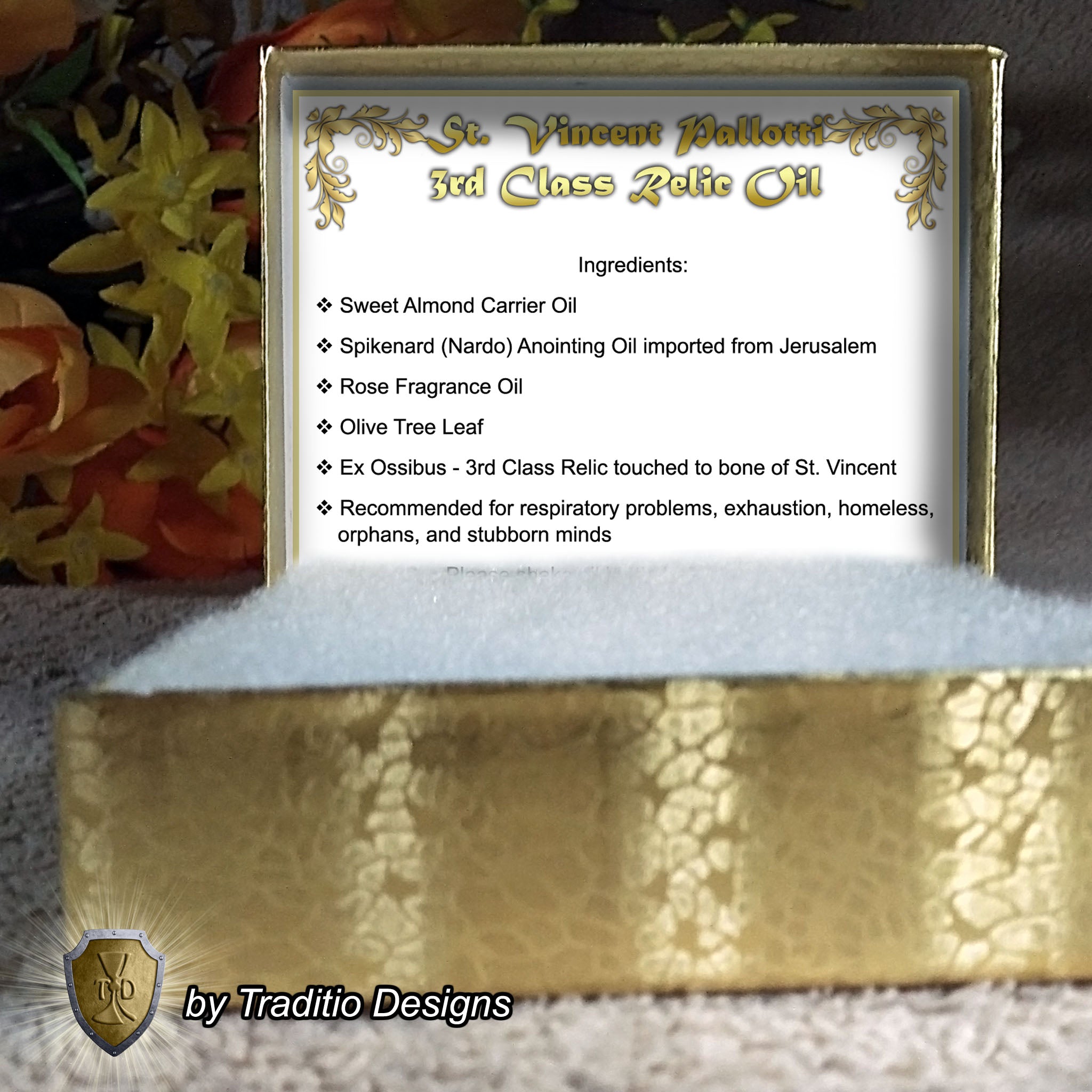 St. Vincent Pallotti Relic Anointing Oil | Respiratory Health, Exhaustion & Stubborn Minds | Oil or Card Set