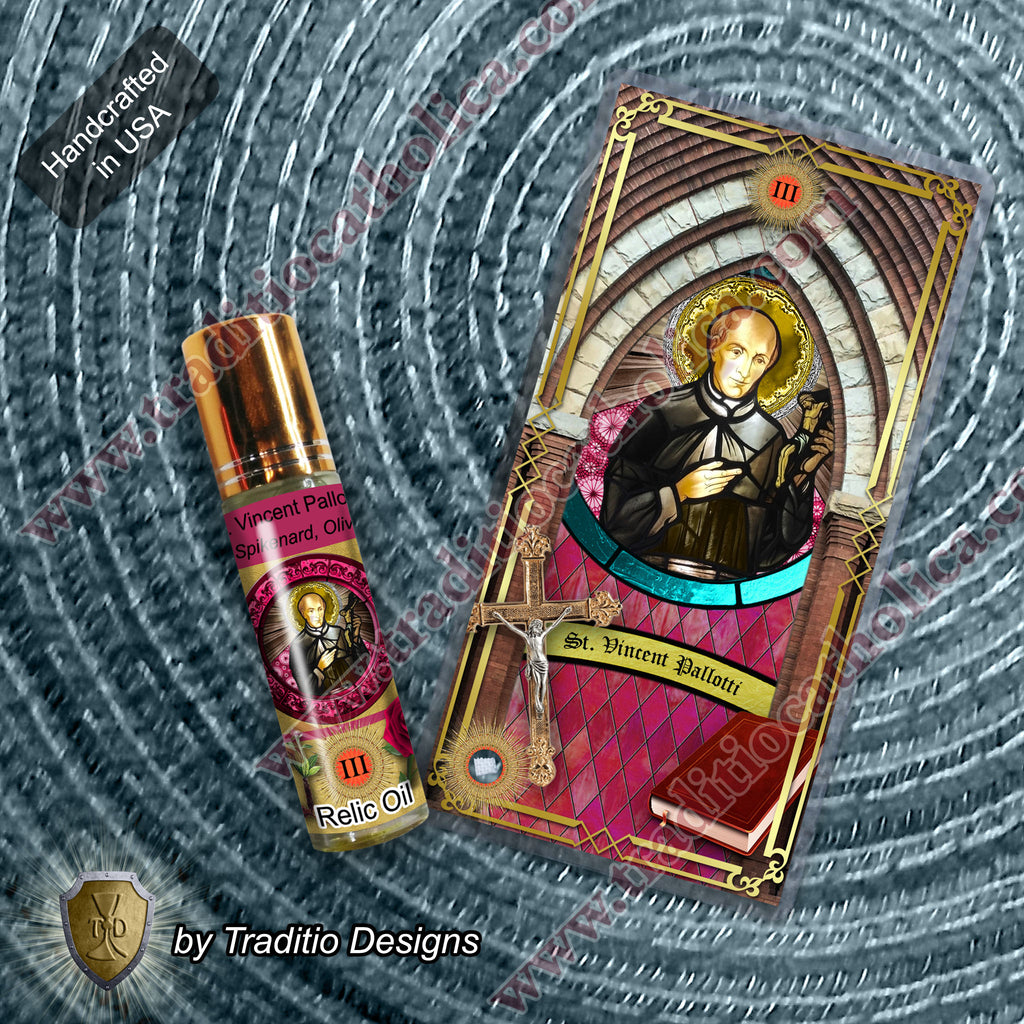 St. Vincent Pallotti Relic Anointing Oil | Respiratory Health, Exhaustion & Stubborn Minds | Oil or Card Set