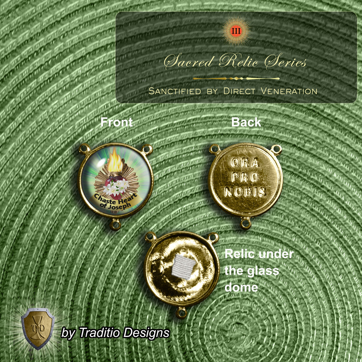 Most Chaste Heart of Joseph Limited Edition Classic Relic Rosary | 18K Gold & Bethlehem Olive Wood | Protection of Families & Provision | Emerald Green Jade | 3rd Class Relic