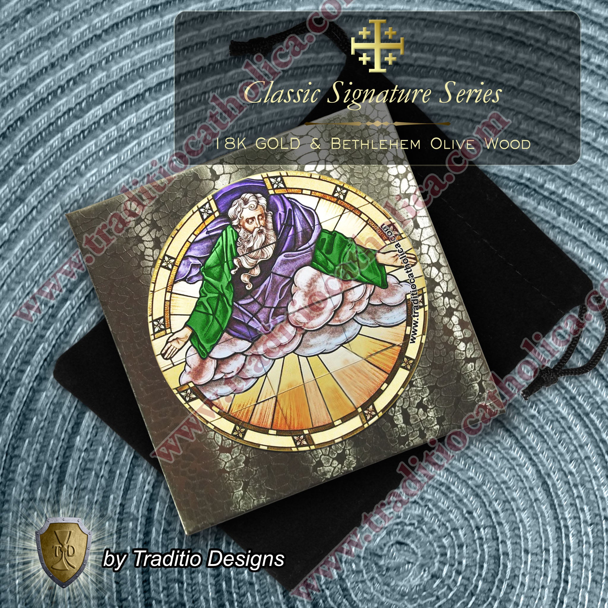 God the Father Limited Edition Classic Rosary | 18K Yellow Gold | Bethlehem Olive Wood & Green Peridot | 1741 St. Benedict Crucifix