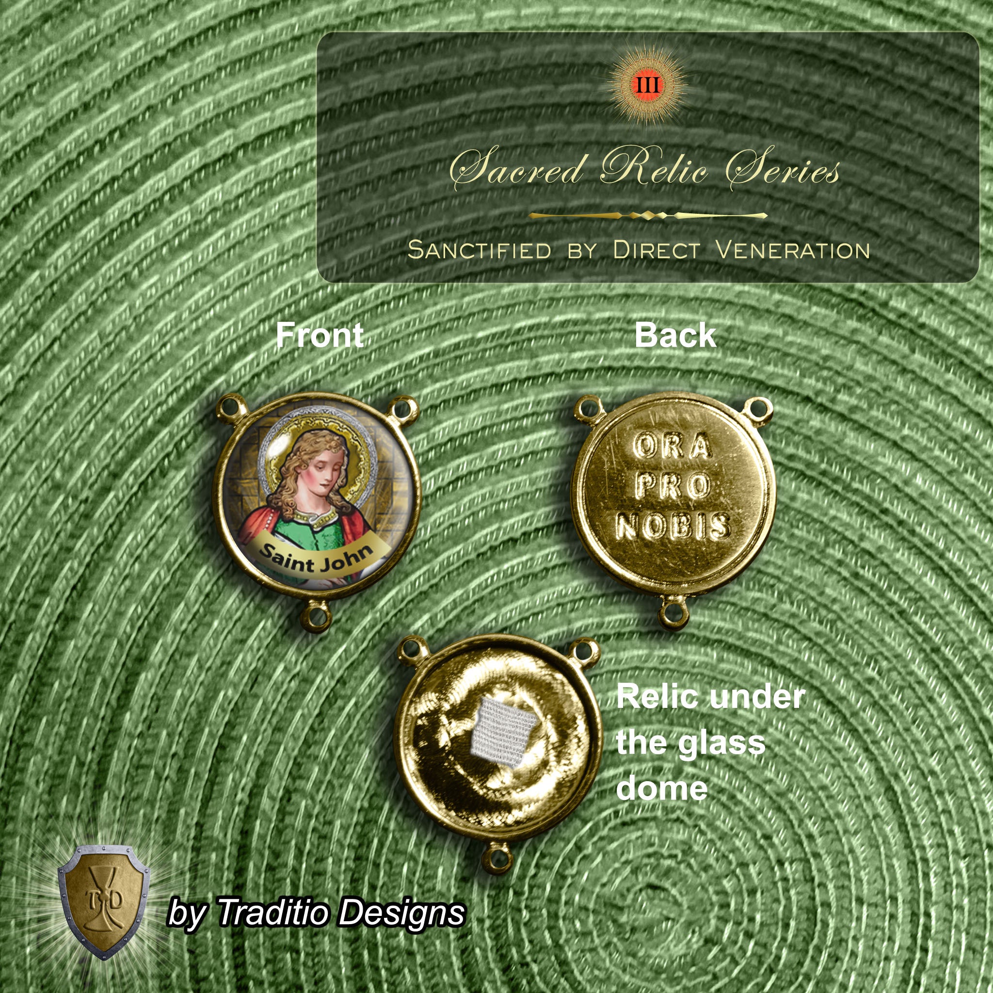 St. John the Evangelist Limited Edition Classic Relic Rosary | 18K Gold & Bethlehem Olive Wood | Burns, Epilepsy & Protection | Ruby Red Jade | 3rd Class Relic