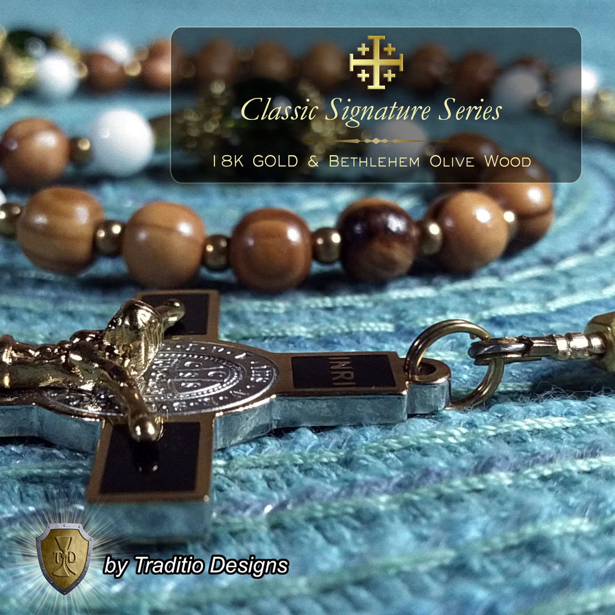 St. Joseph Limited Edition Classic Relic Rosary | Families, Carpenters, Married Couples, Laborers & House Seekers | 18K Gold & Bethlehem Olive Wood | Peridot Crystal | 3rd Class Relic
