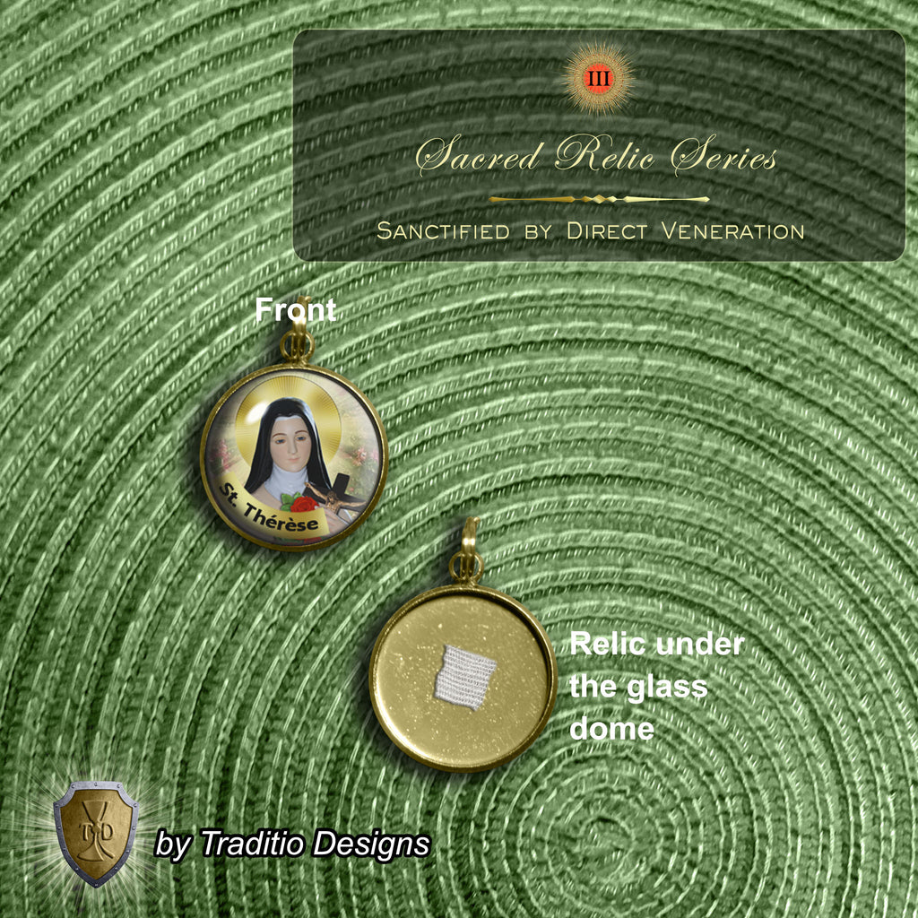 St. Thérèse of Lisieux Limited Edition Royal Decade Relic Rosary | Missionaries, Florists, Loss of Parents & Illness | 18K Gold | Rhodochrosite & Porcelain Roses | 3rd Class Relic
