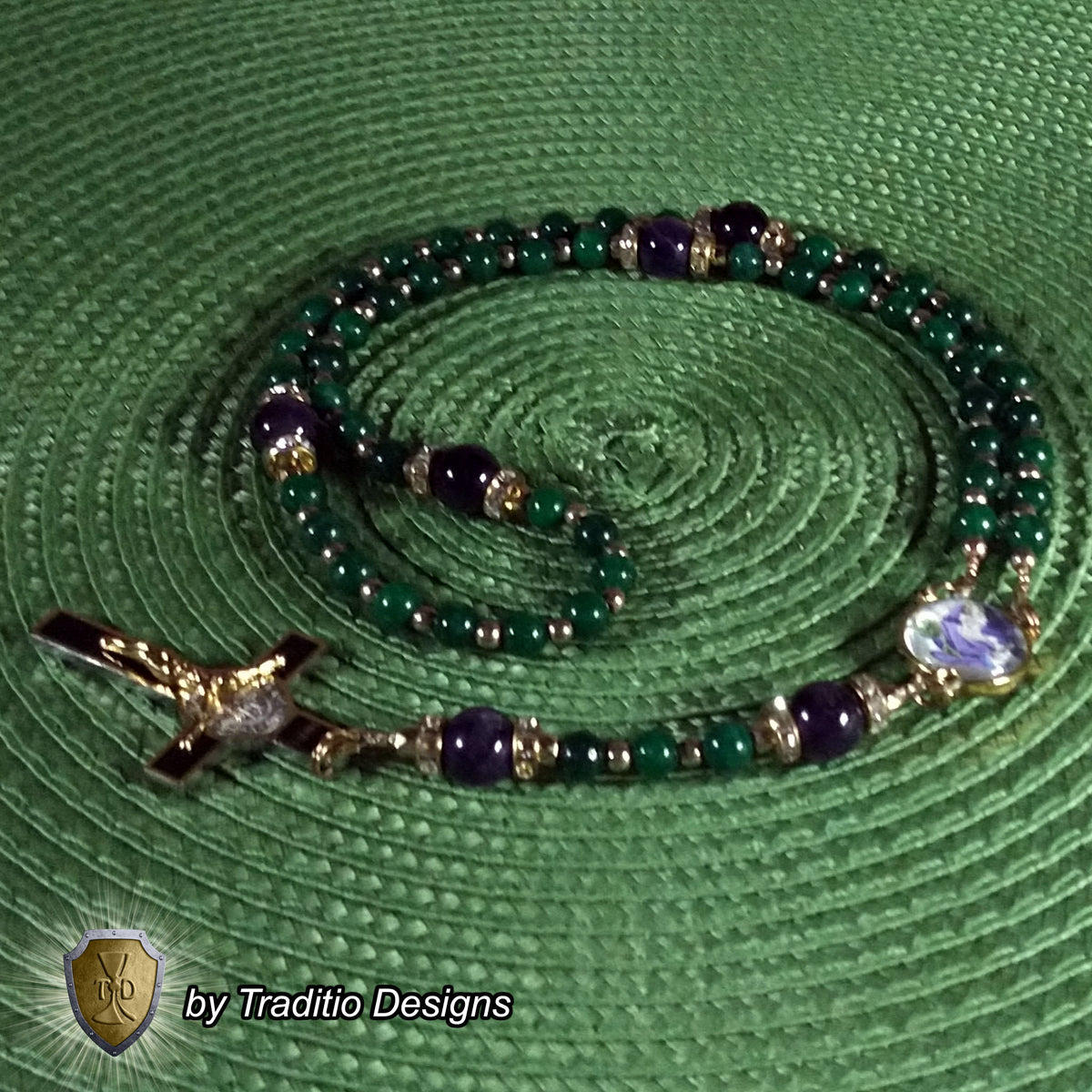 God the Father Limited Edition Majestic Rosary | Creation, Divine Protection, Paternal Care & Provision | 18K Gold | Korean Green Jade & Amethyst