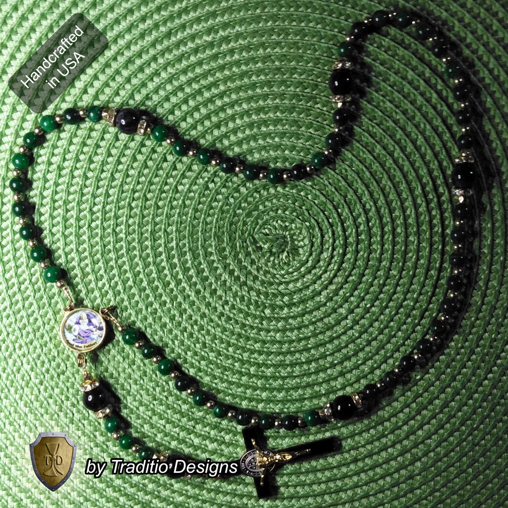 God the Father Limited Edition Majestic Rosary | Creation, Divine Protection, Paternal Care & Provision | 18K Gold | Korean Green Jade & Amethyst