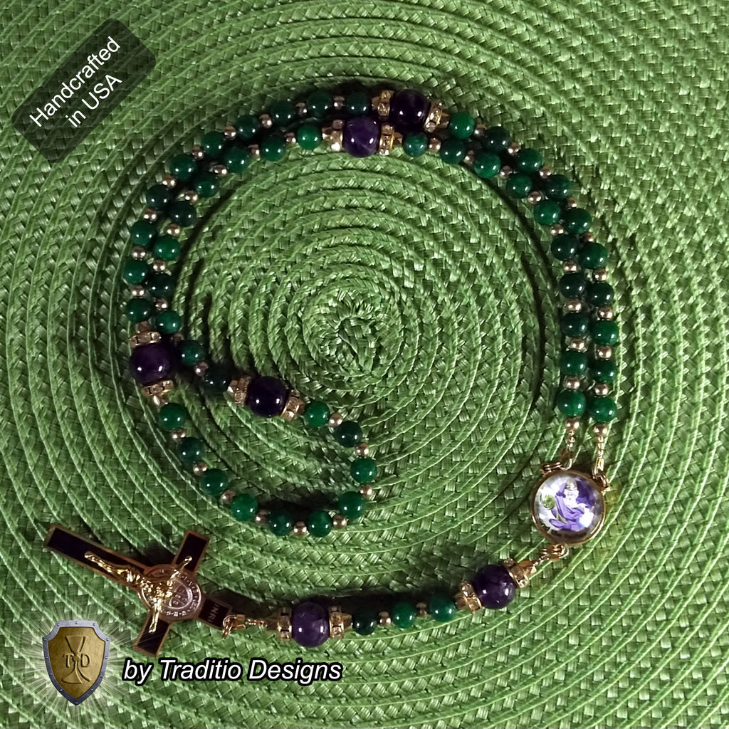 God the Father Limited Edition Majestic Rosary | Creation, Divine Protection, Paternal Care & Provision | 18K Gold | Korean Green Jade & Amethyst