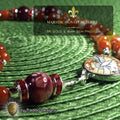 Holy Ghost Limited Edition Majestic Rosary | Wisdom, Counsel, Seven Gifts & Fruits of the Spirit | 18K Gold & Silver | Red Stripe Carnelian & Fire Agate