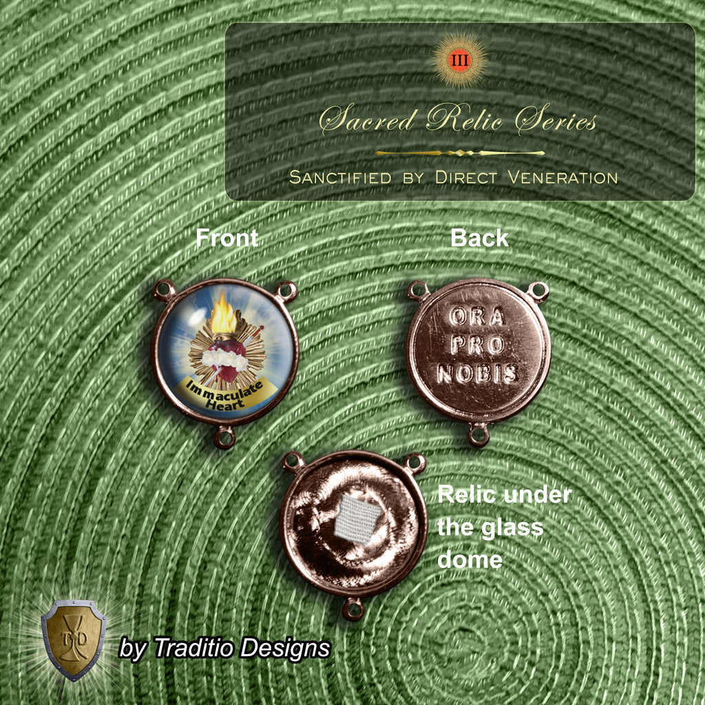 Immaculate Heart of Mary Limited Edition Majestic Relic Rosary | 18K Rose Gold | Blue Aventurine & Red Carnelian | 3rd Class Relic of the Blessed Virgin Mary