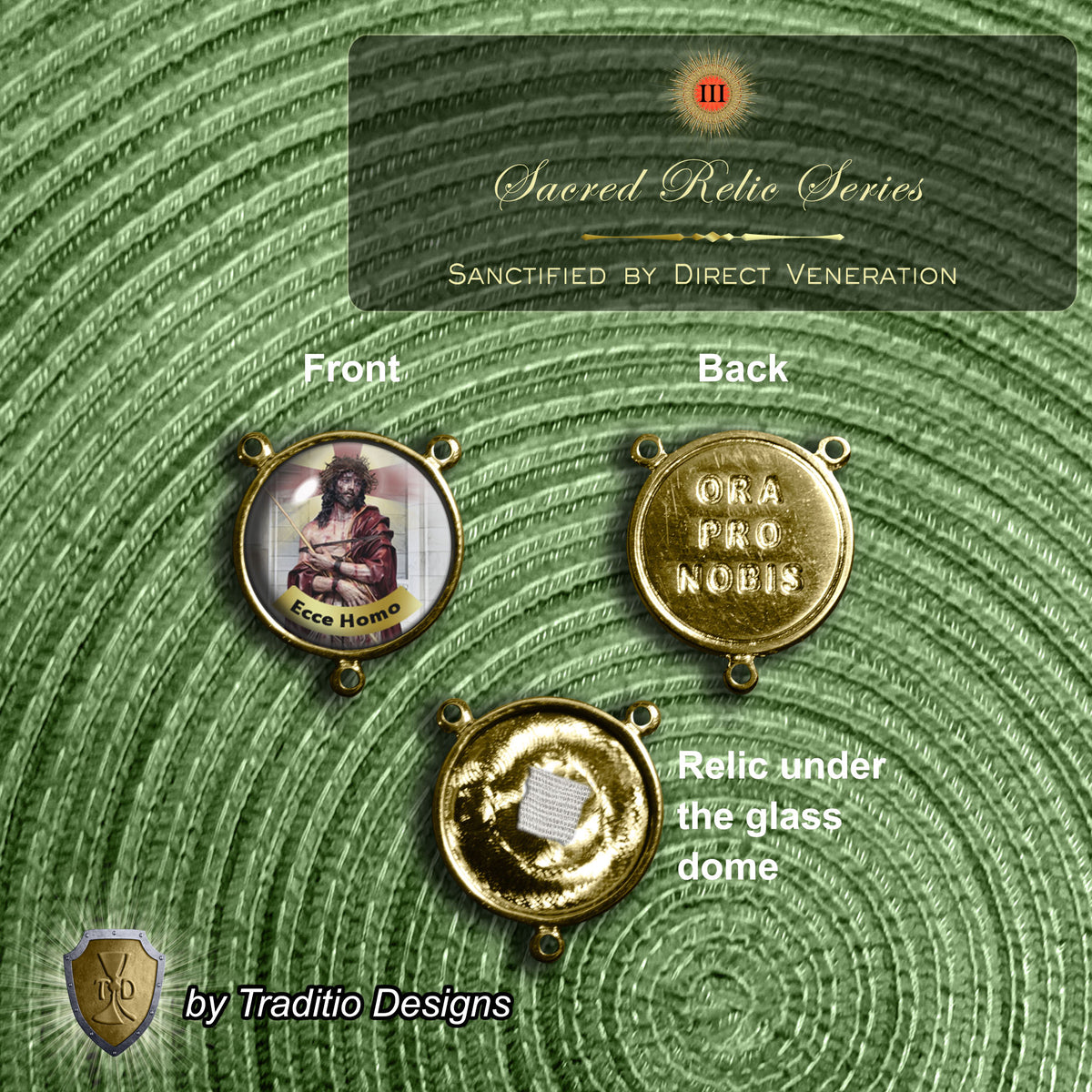 Ecce Homo Limited Edition Majestic Relic Rosary | 18K Gold Plated | Physical & Spiritual Healing, Strength & Salvation | Red Jade & Mother of Pearl | 3rd Class Relic