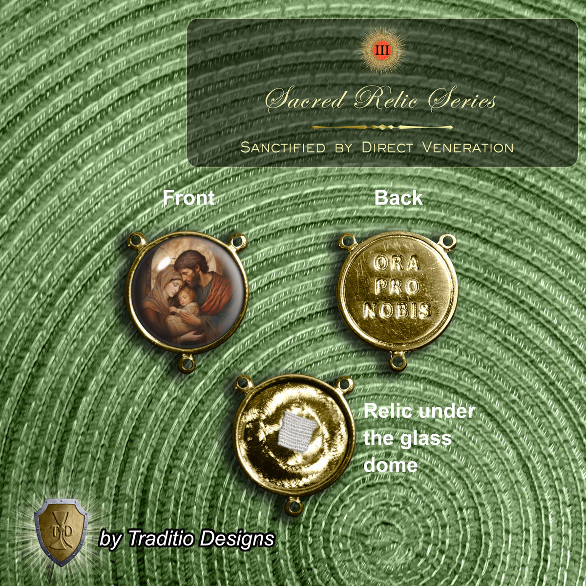 Holy Family Limited Edition Royal Relic Rosary | 18K Gold Hardware | Protection, Domestic Peace & Divine Guidance | Red Jade, Blue Aventurine & Green Fire Agate | 3rd Class Relic