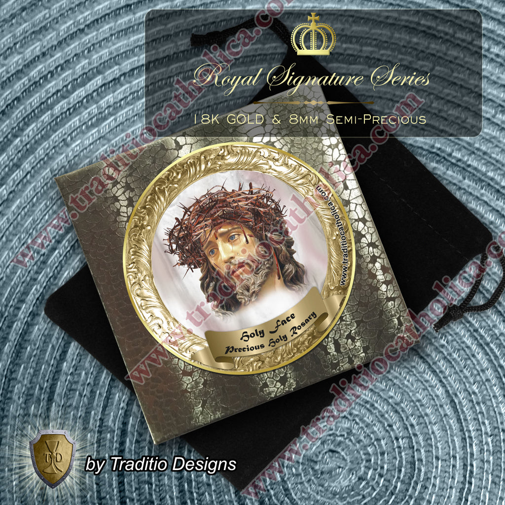 Holy Face Limited Edition Royal Relic Rosary | 18K Gold Plated | Reparation, Comfort in Trials & Spiritual Warfare | Tiger's Eye & Red Carnelian | 3rd Class Relic