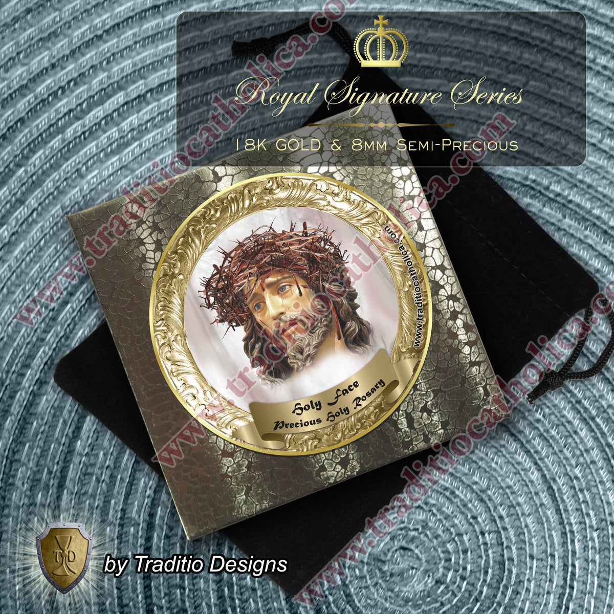 Holy Face Limited Edition Royal Relic Rosary | 18K Gold Plated | Reparation, Comfort in Trials & Spiritual Warfare | Tiger's Eye & Red Carnelian | 3rd Class Relic