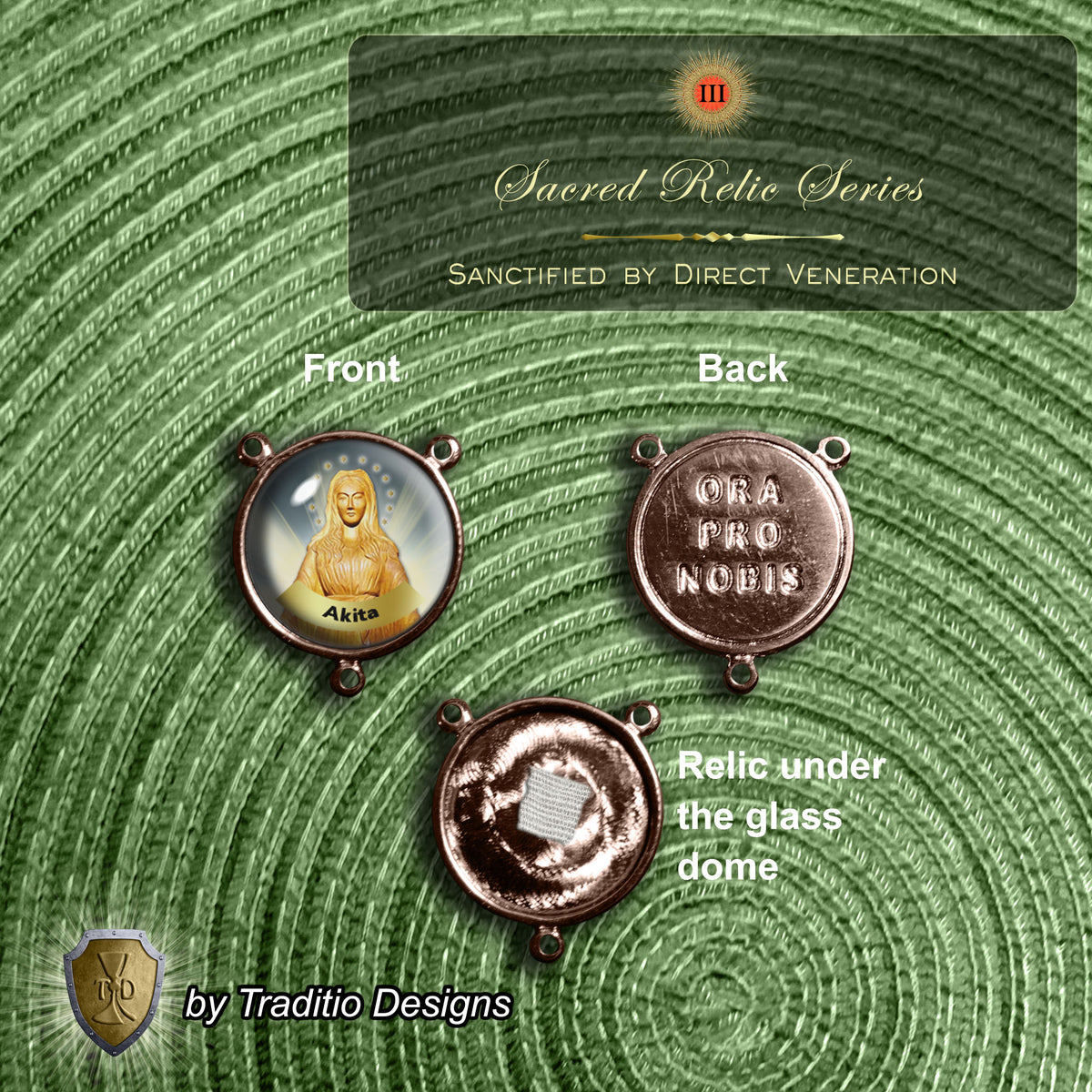 Our Lady of Akita Limited Edition Royal Relic Rosary | 18K Rose Gold | Hearing Loss, Ear Ailments & Divine Protection | White Natural Stone & Tiger's Eye | 3rd Class Relic