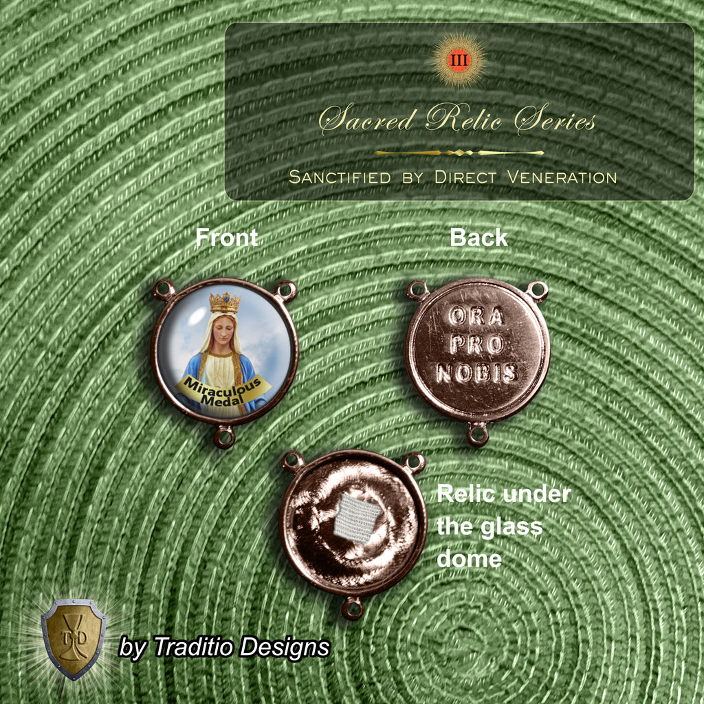 Our Lady of the Miraculous Medal Limited Edition Royal Relic Rosary | 18K Rose Gold | Unexpected Miracles, Protection & Divine Graces | Aventurine & Larimar Quartz | 3rd Class Relic