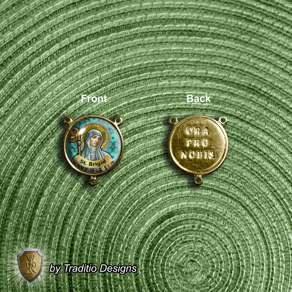 St. Brigid of Kildare Limited Edition Royal Rosary | 18K Gold | Midwifery, Infant Protection & Safe Birth | Golden Sandstone & Hand-Painted Porcelain