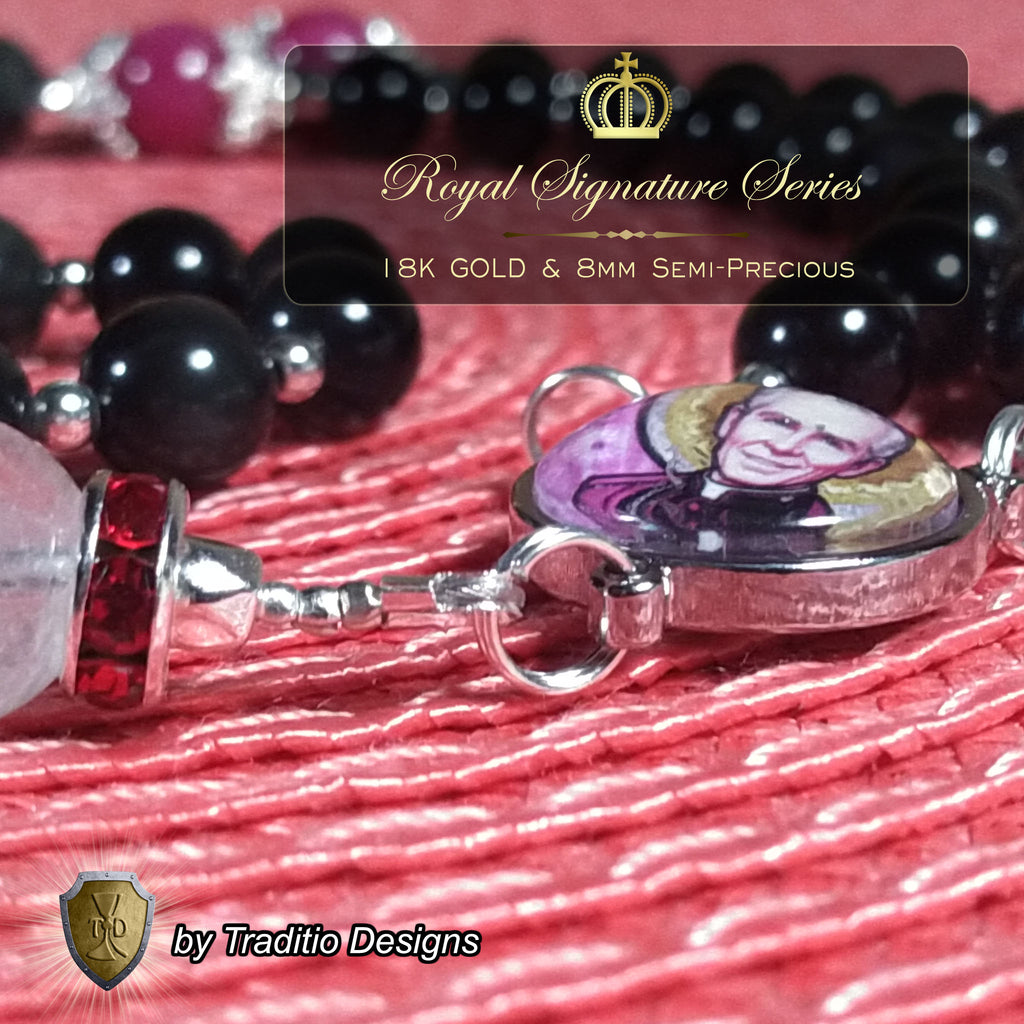 Bl. Fulton J. Sheen Limited Edition Royal Rosary | 18K Gold & Onyx Black Gold | Infant Healing & Heart Relief | Jade & Obsidian