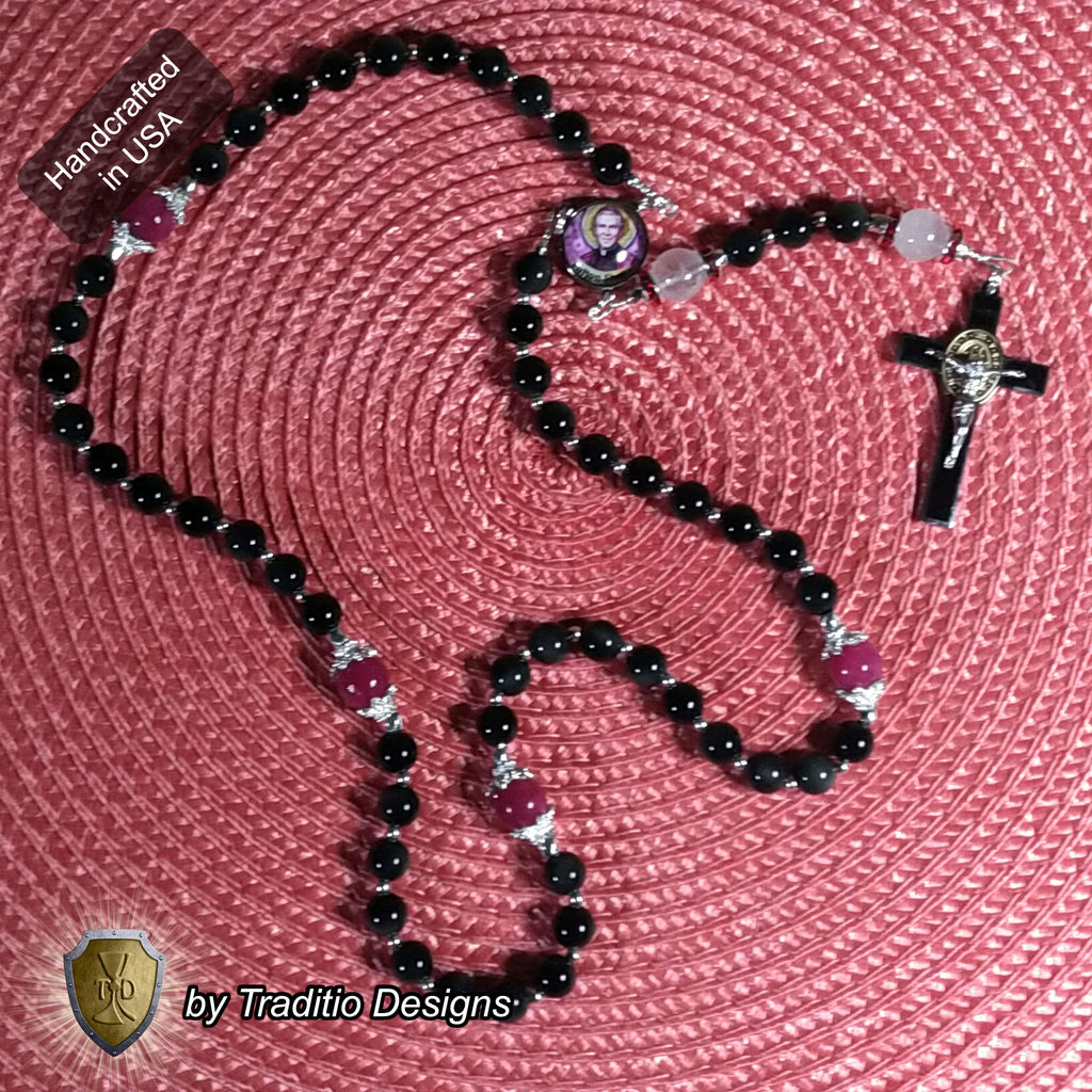 Bl. Fulton J. Sheen Limited Edition Royal Rosary | 18K Gold & Onyx Black Gold | Infant Healing & Heart Relief | Jade & Obsidian