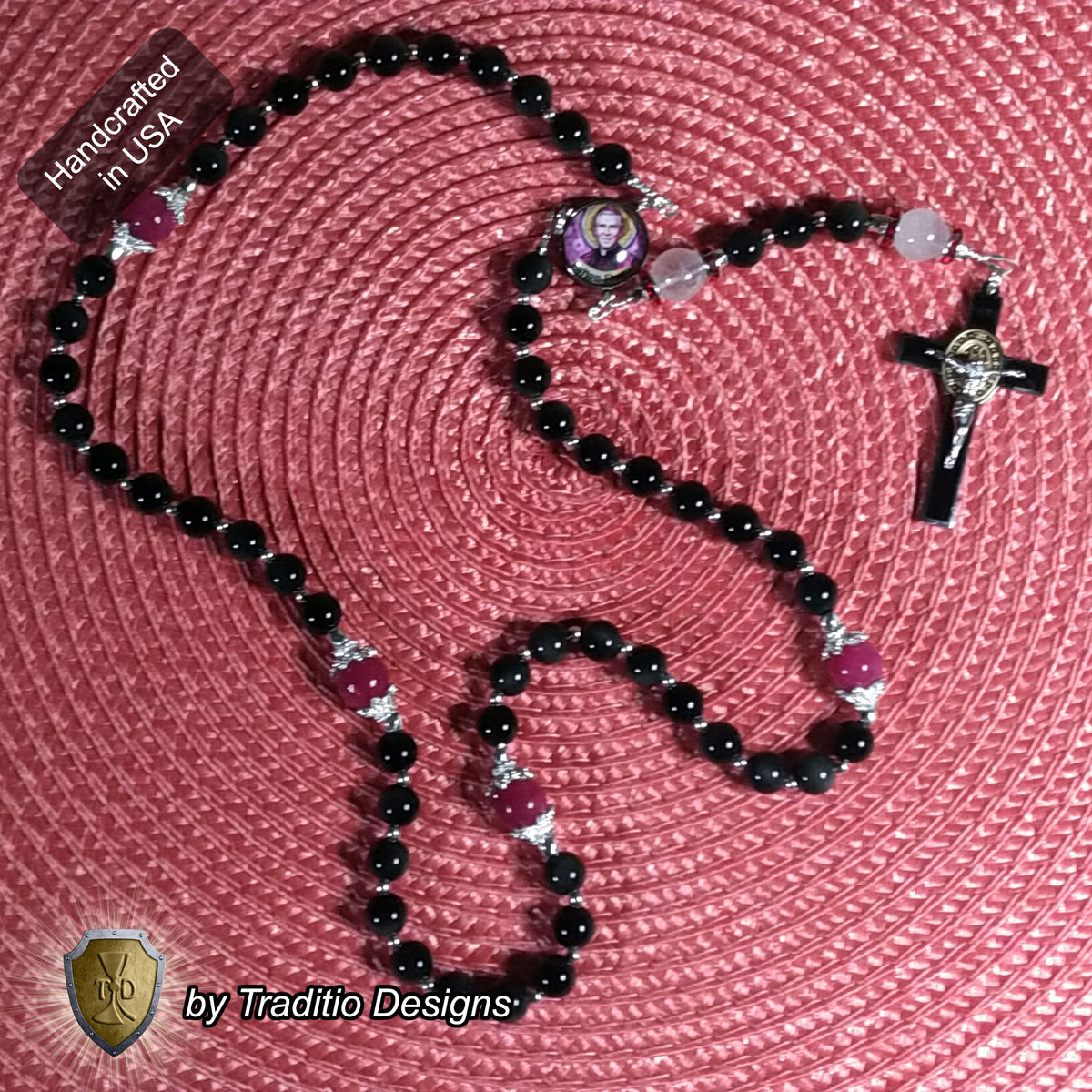 Bl. Fulton J. Sheen Limited Edition Royal Rosary | 18K Gold & Onyx Black Gold | Infant Healing & Heart Relief | Jade & Obsidian