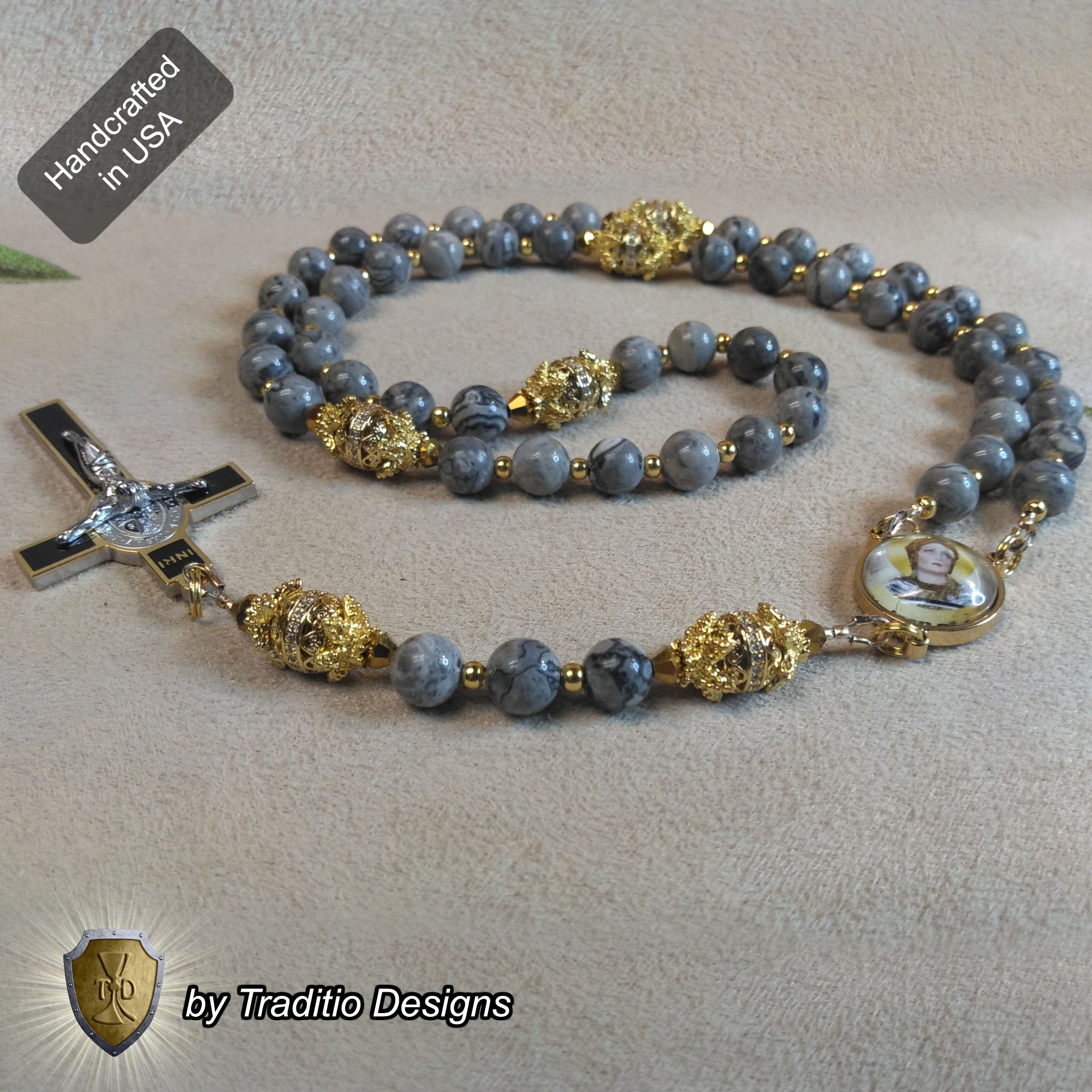 St. Joan of Arc Royal Rosary | Limited Edition | 18K Gold Plated & Semi-precious Stones