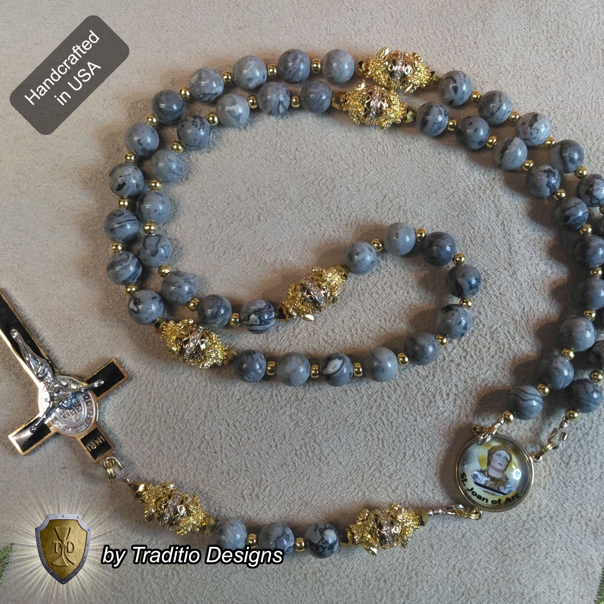 St. Joan of Arc Royal Rosary | Limited Edition | 18K Gold Plated & Semi-precious Stones