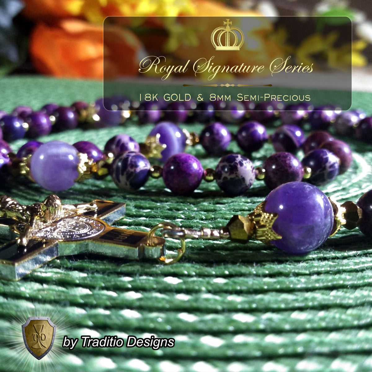 St. John Vianney Limited Edition Royal Relic Rosary | 18K Gold | Exhaustion, Mental Stress & Spiritual Affliction | Purple Emperor Jasper & Dogtooth Amethyst | 3rd Class Relic