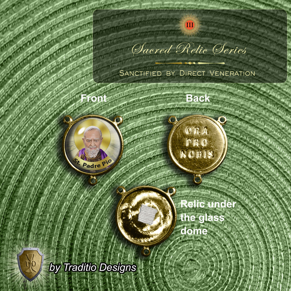 St. Padre Pio Limited Edition Classic Relic Rosary | 18K Gold & Bethlehem Olive Wood | Physical & Mental Healing, Stress Relief & Confessors | Natural Amethyst | 3rd Class Relic