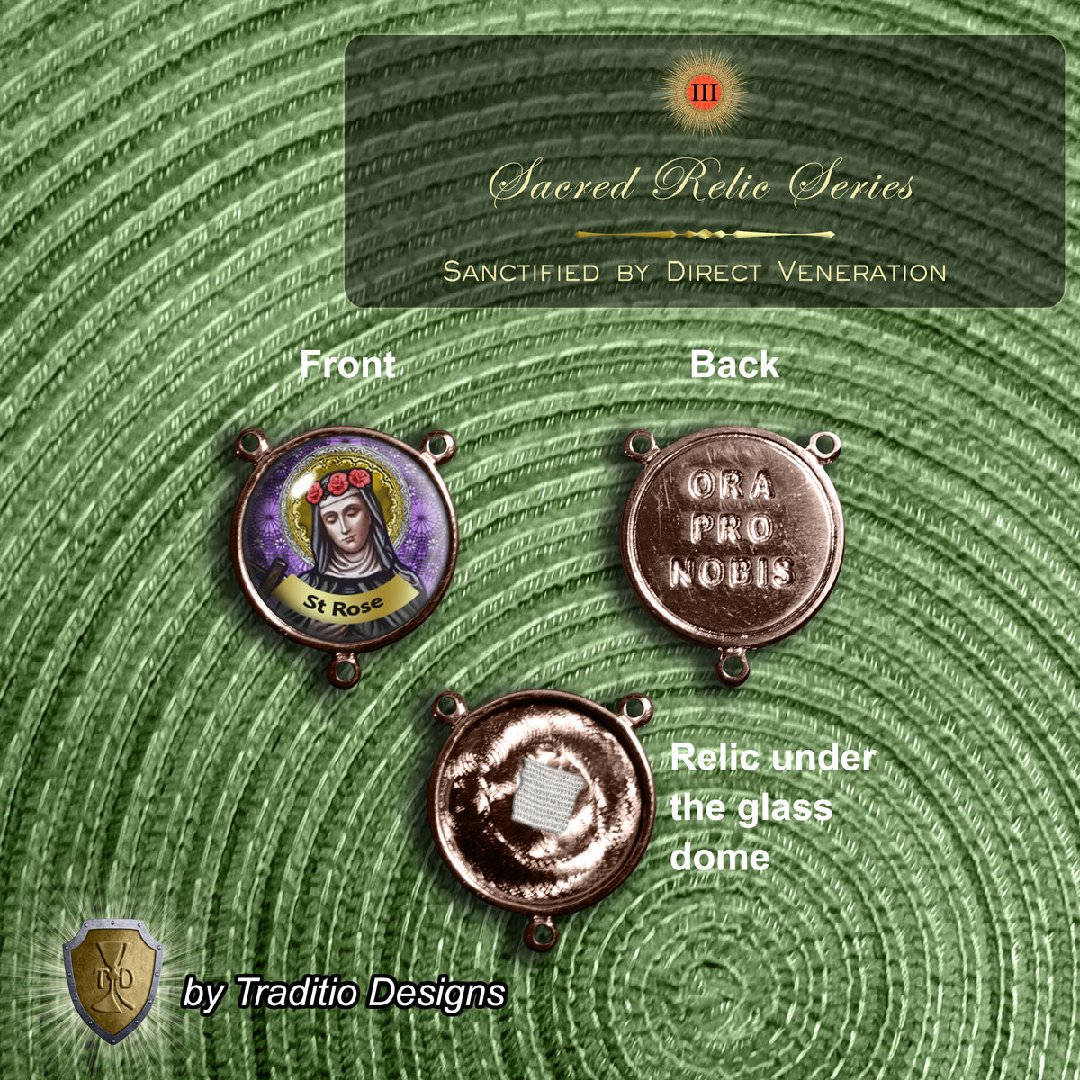 St. Rose of Lima Limited Edition Royal Relic Rosary | 18K Rose Gold Plated | Gardeners, Florists & Overcoming Vanity | Lapis Lazuli & Red Resin Roses | 3rd Class Relic