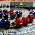 St. Rose of Lima Limited Edition Royal Relic Rosary | 18K Rose Gold Plated | Gardeners, Florists & Overcoming Vanity | Lapis Lazuli & Red Resin Roses | 3rd Class Relic
