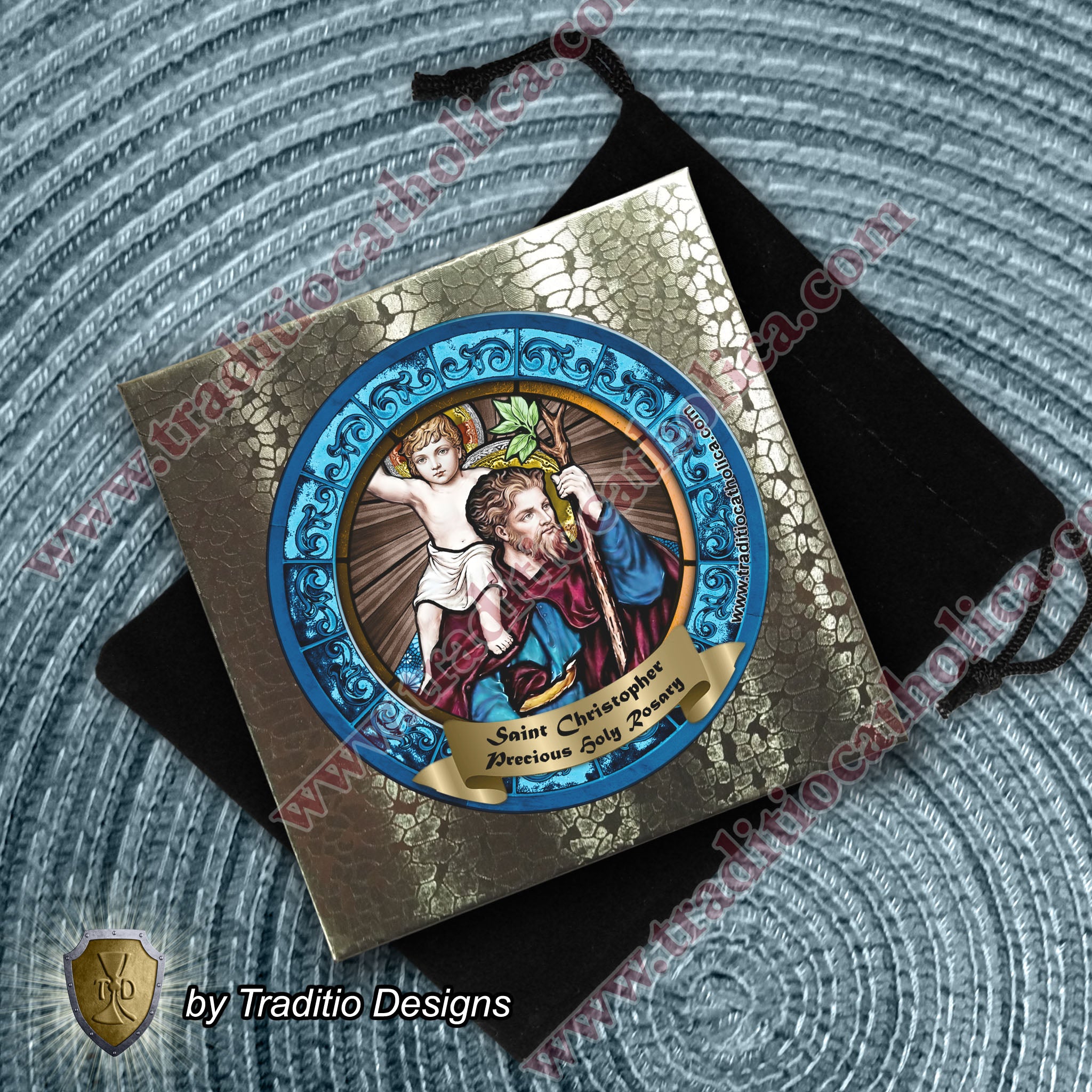 St. Christopher Limited Edition Royal Rosary | 18K Gold & Onyx Black Gold | Safety in Travel, Protection from Storms & Physical Strength | Sodalite & Zebra Stone