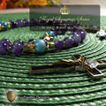 St. Gabriel the Archangel Limited Edition Royal Rosary | 18K Gold | Messenger of God & Strength of God | Amethyst & Larimar Quartz