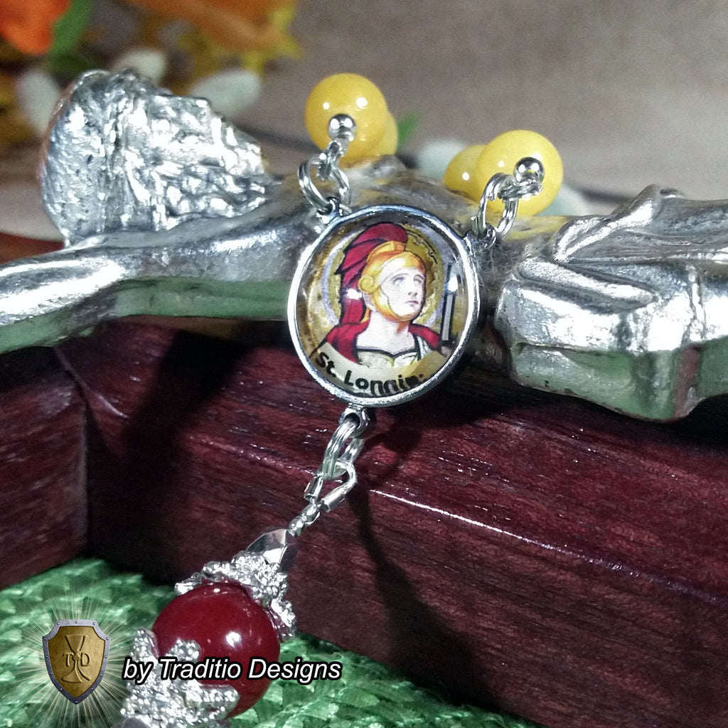 St. Longinus Limited Edition Royal Relic Rosary | 18K Gold & Silver Steel | Healing of Blindness, Eye Disease & Speech | Gold & Ruby Jade | 3rd Class Relic