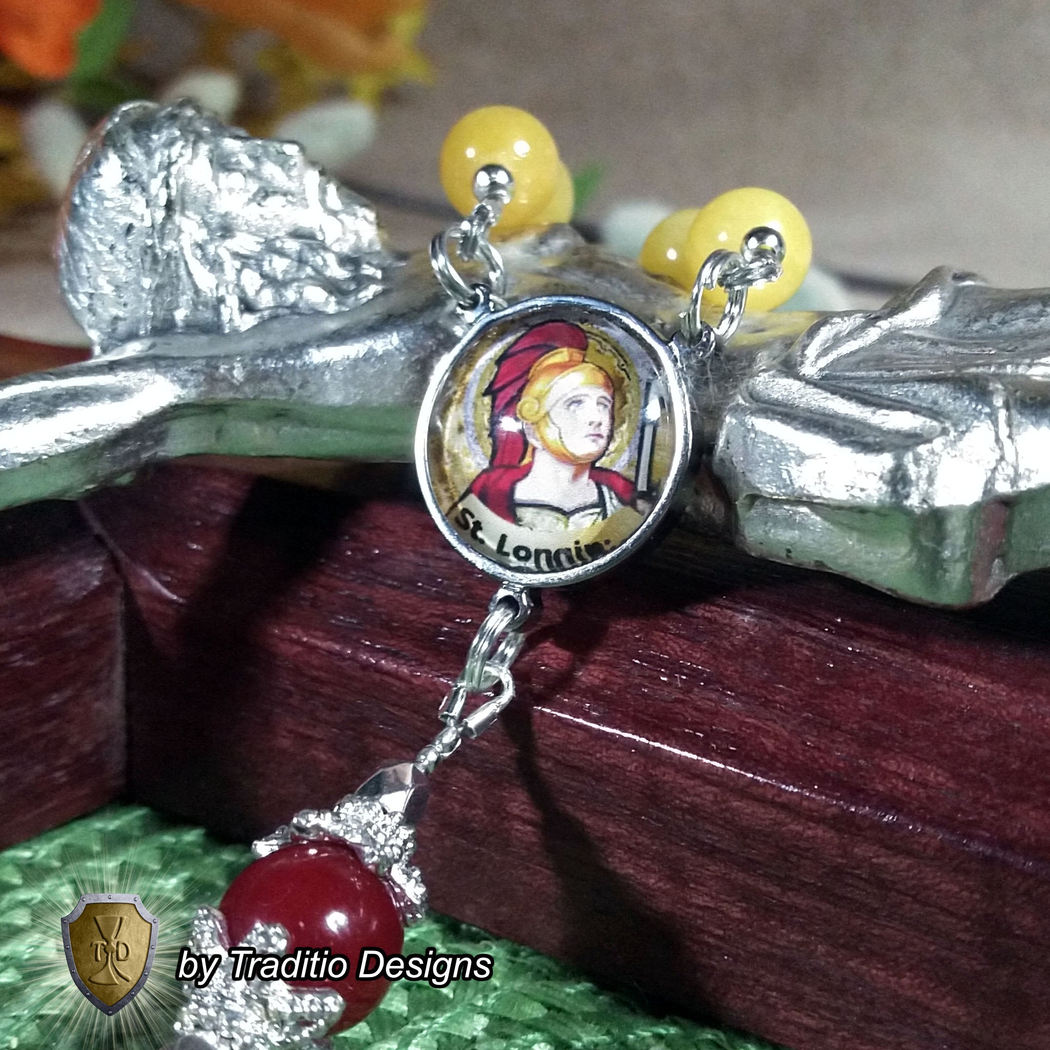 St. Longinus Limited Edition Royal Relic Rosary | 18K Gold & Silver Steel | Healing of Blindness, Eye Disease & Speech | Gold & Ruby Jade | 3rd Class Relic