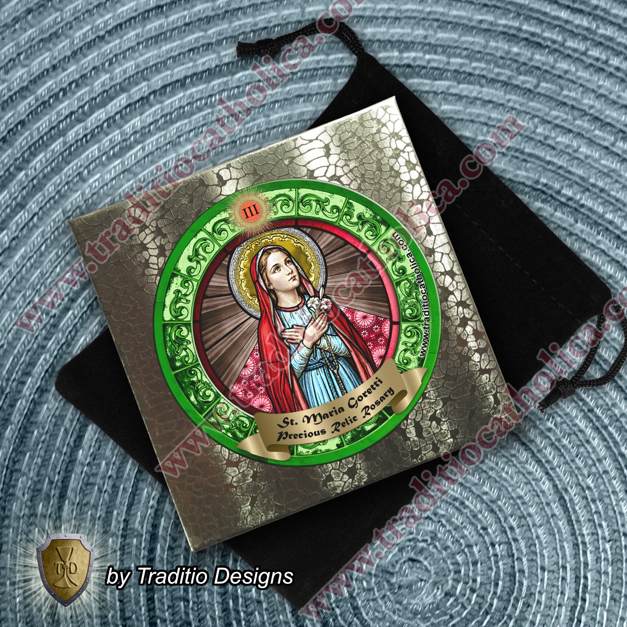 St. Maria Goretti Limited Edition Royal Relic Rosary | 18K Rose & Alabaster White Gold | Purity & Forgiveness | Cracked Crystal & White Jade | 3rd Class Relic