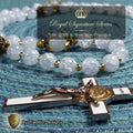 St. Maria Goretti Limited Edition Royal Relic Rosary | 18K Rose & Alabaster White Gold | Purity & Forgiveness | Cracked Crystal & White Jade | 3rd Class Relic