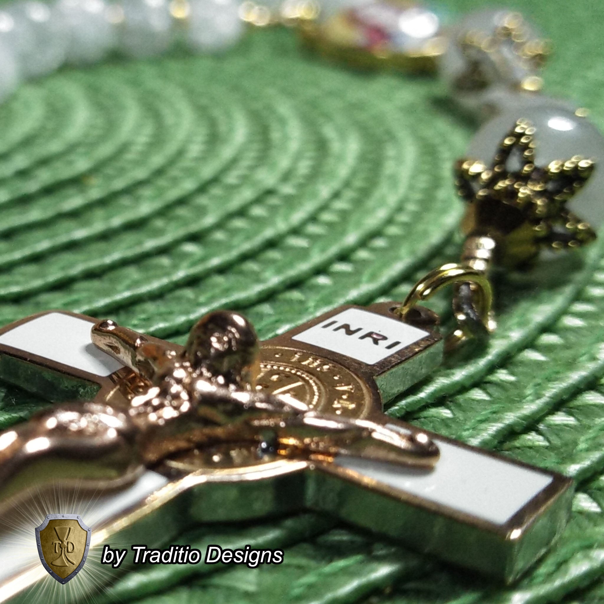St. Maria Goretti Limited Edition Royal Relic Rosary | 18K Rose & Alabaster White Gold | Purity & Forgiveness | Cracked Crystal & White Jade | 3rd Class Relic