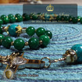 St. Raphael the Archangel Limited Edition Royal Rosary | 18K Gold & Onyx Black Gold | Healing of Body, Restoration of Sight & Safe Travel | Green Jade & Turquoise