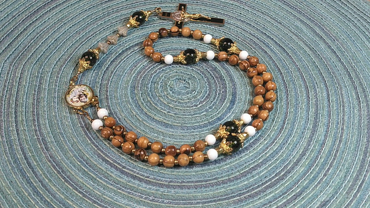 St. Joseph Limited Edition Classic Relic Rosary | Families, Carpenters, Married Couples, Laborers & House Seekers | 18K Gold & Bethlehem Olive Wood | Peridot Crystal | 3rd Class Relic