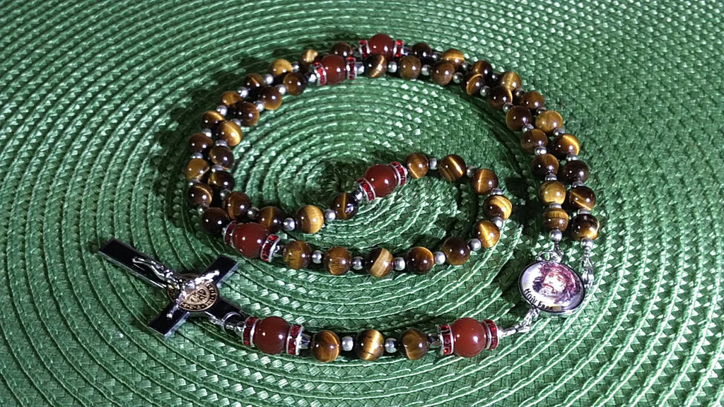 Holy Face Limited Edition Royal Relic Rosary | 18K Gold Plated | Reparation, Comfort in Trials & Spiritual Warfare | Tiger's Eye & Red Carnelian | 3rd Class Relic
