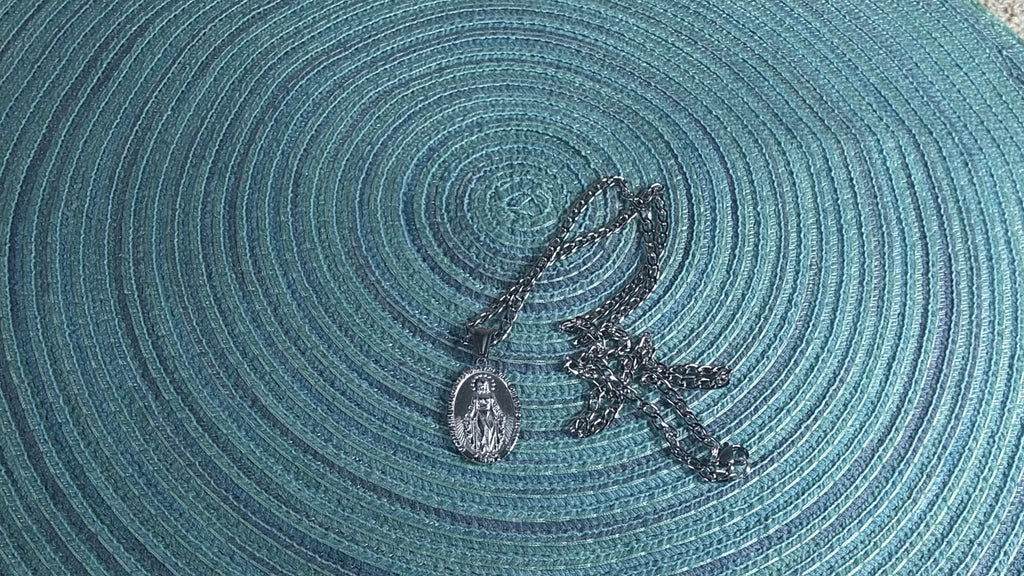The Miraculous Medal 18K White Gold Plated Pendant | The Attack | Traditio Designs Exclusive