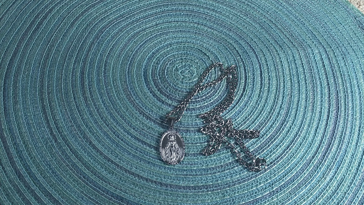 The Miraculous Medal 18K White Gold Plated Pendant | The Attack | Traditio Designs Exclusive